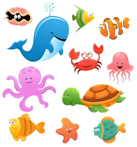 Animales marinos — Vector de stock