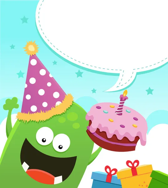 Message d'anniversaire du monstre — Image vectorielle