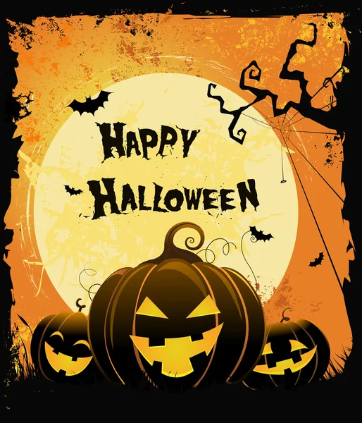 Tarjeta de calabazas de Halloween — Vector de stock