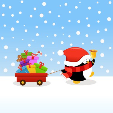 Noel hediyeler teslim penguen