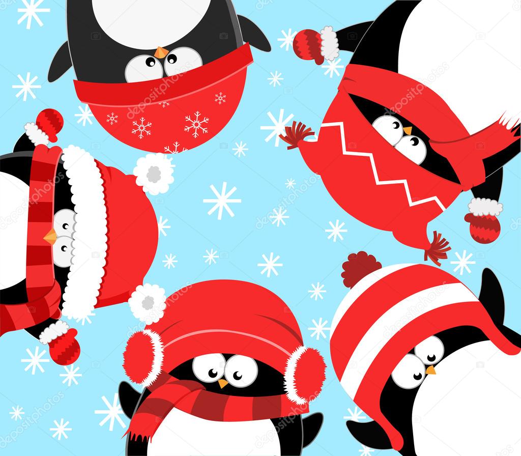 Penguins Celebrating Christmas