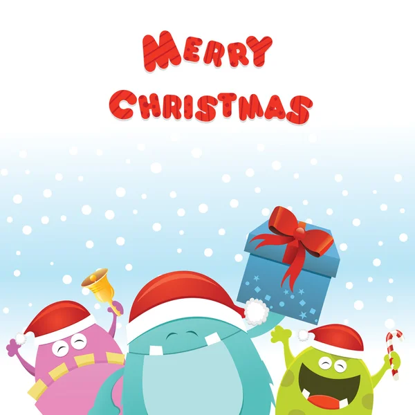 Christmas Monsters Card — Stock Vector