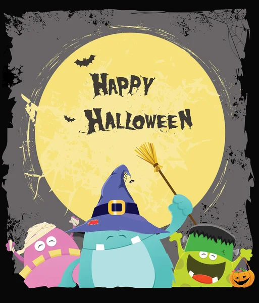 Tarjeta de monstruos de Halloween — Vector de stock