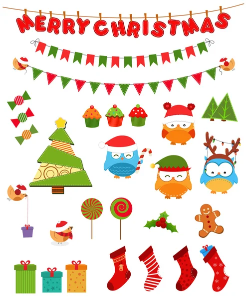 Retro Christmas Set — Stock Vector