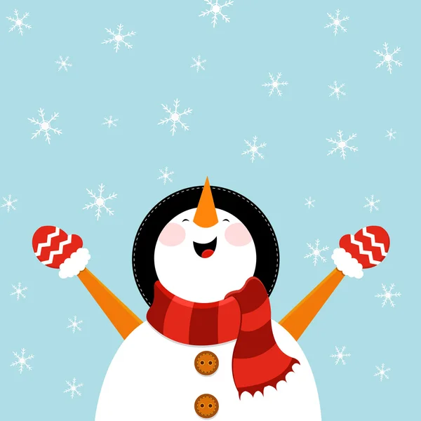 Snowman Enjoying Snow — Stock Vector