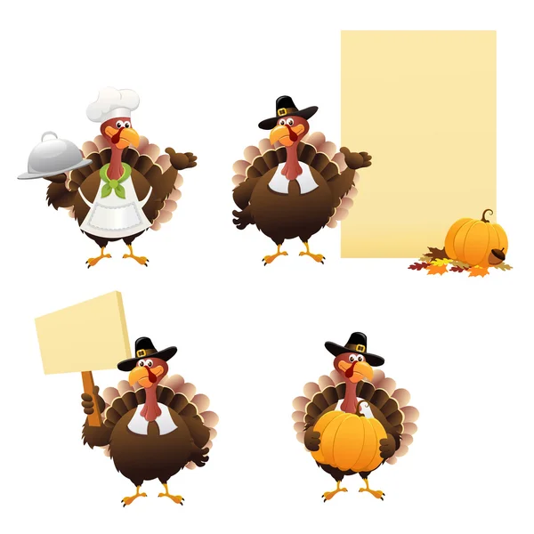 Set de pavo de acción de gracias — Vector de stock