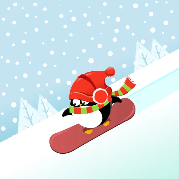 Snowboard Pingwin — Wektor stockowy