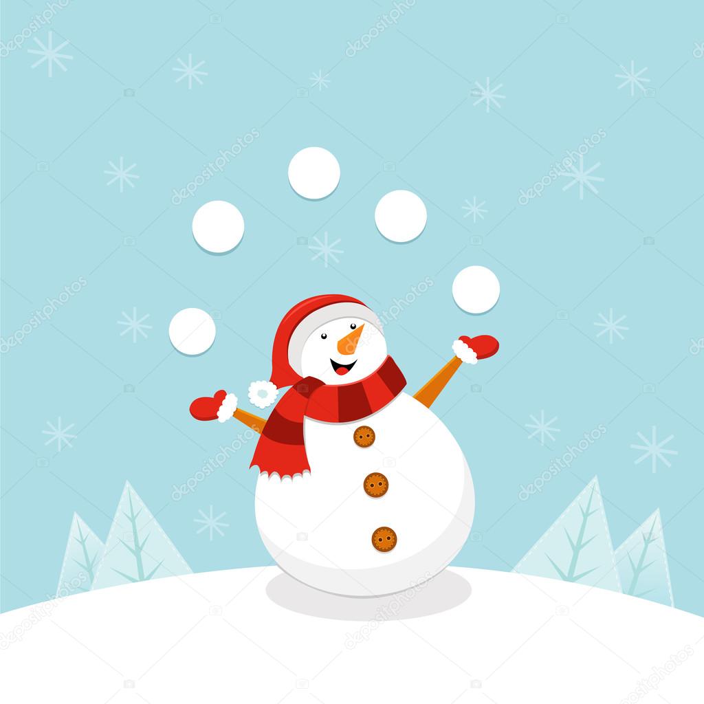 Snowman Juggling Snowballs