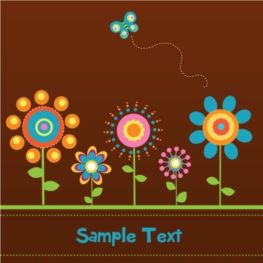 Retro çiçek kartı