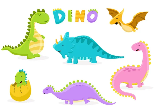 Collecion Colorful Dinosaurs — Stock Vector