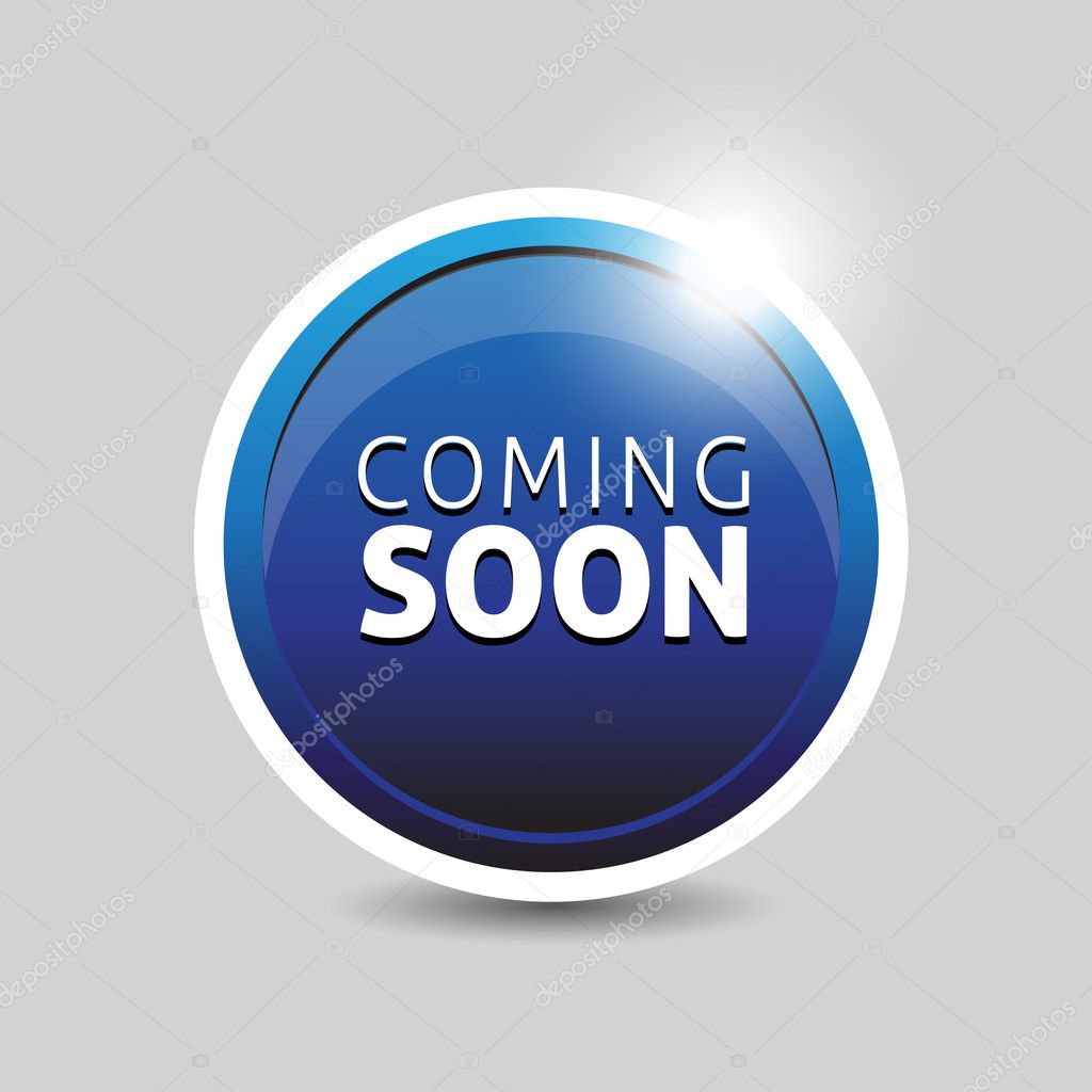 Coming soon blue button vector