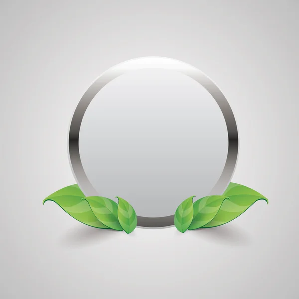 Nature gris bouton vide et feuilles — Image vectorielle