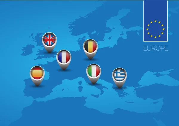 Europa unionen karta flagga — Stock vektor