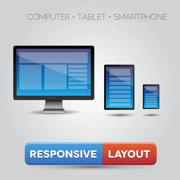 Responsive webbdesign visas på olika enheter — Stock vektor