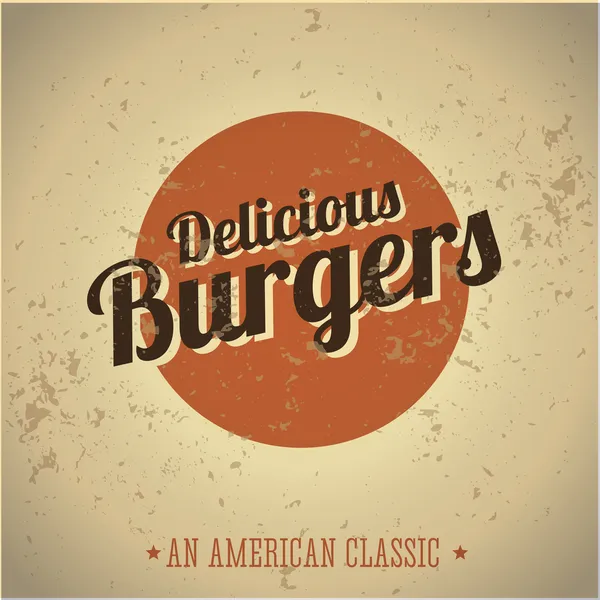 Vintage αμερικανικό κλασικό νόστιμα burger — Διανυσματικό Αρχείο