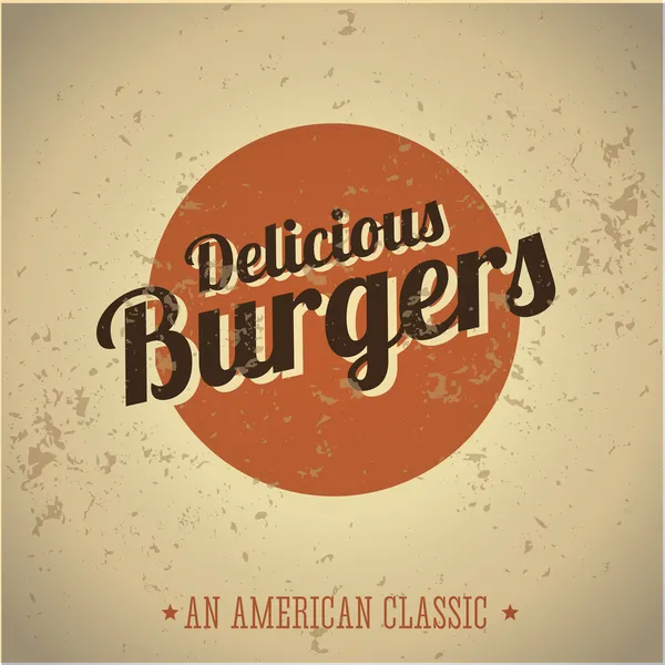 Delicious burger vintage American Classic — Stock Vector