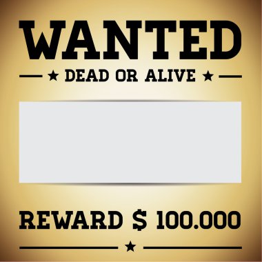 Wanted dead or alive template clipart