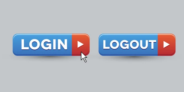 Login logout knop set — Stockvector