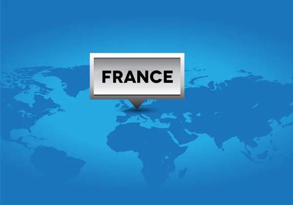 France pointeur sur la carte du monde — Image vectorielle