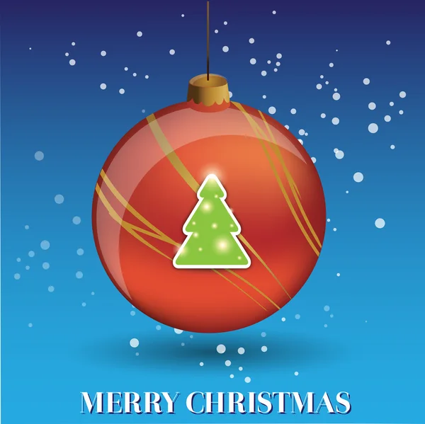 Merry Christmas ball and tree — Stock Vector