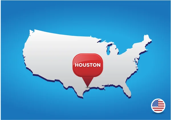 Houston na mapie usa — Wektor stockowy