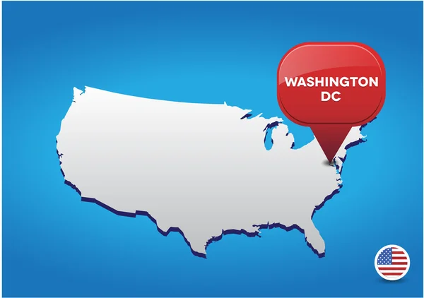 Washington dc på usa karta — Stock vektor
