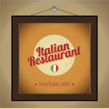 İtalyan restoran menüsünde ahşap çerçeve