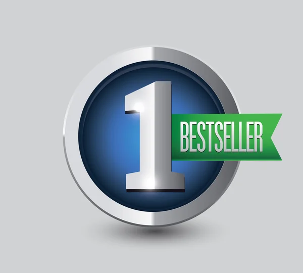 Bestseller-Knopf und Schleife — Stockvektor