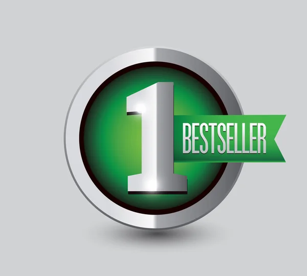 Bestseller-Knopf und Schleife — Stockvektor