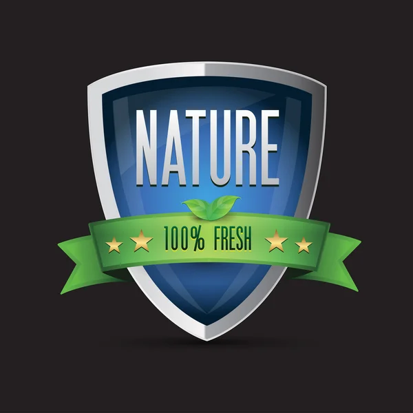 Nature - 100 percent fresh shield — Stock Vector