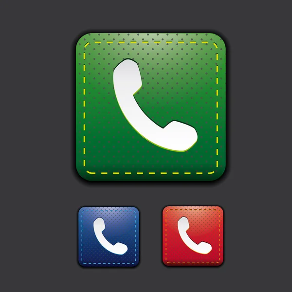 Telefonní sada ikon - telefon, telefon ikonu modrá, zelená, červená — Stockový vektor