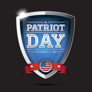 Patriot day september 11, 2001 on shield clipart