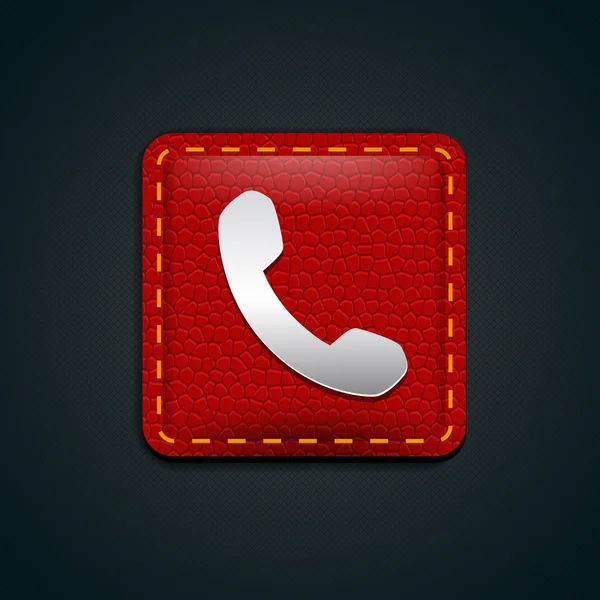 Call Us icon phone button on leather background — Stock Vector