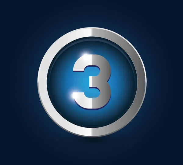 Numer 3 stalowe niebieski — Wektor stockowy