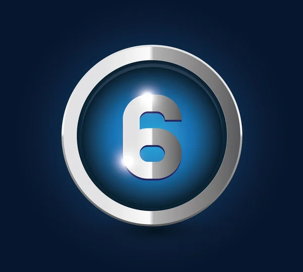 Number 6 steel blue — Stock Vector