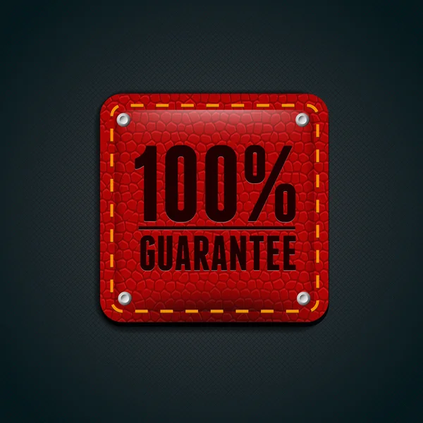 Guarantee leather button red — Stock Vector