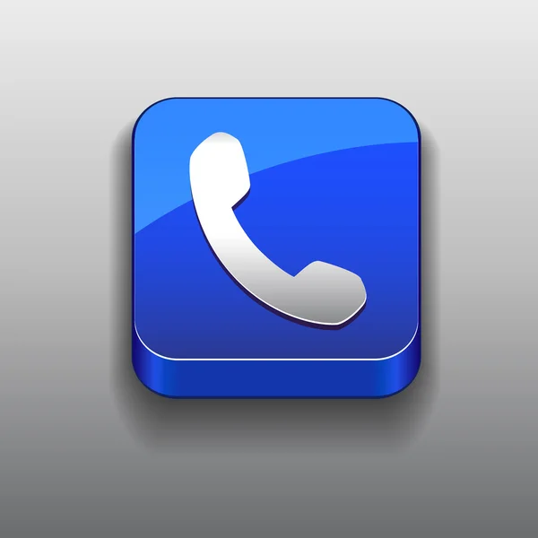 Telefon ikon gomb kék — Stock Vector
