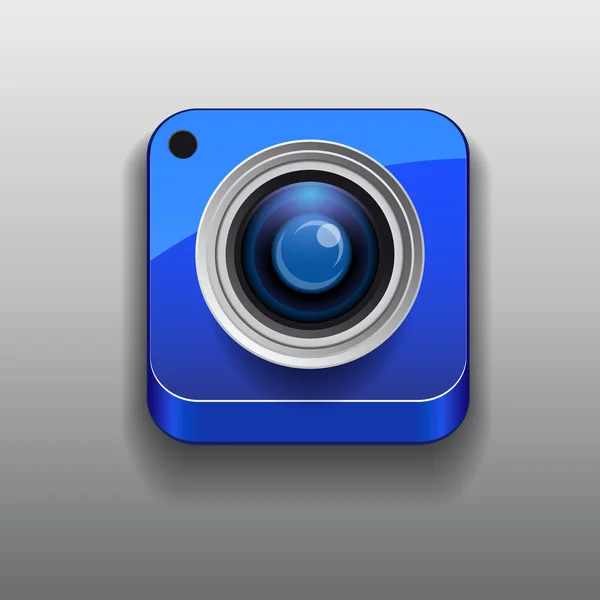 Синяя кнопка значка камеры — стоковый вектор