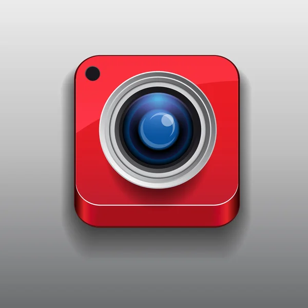 Camera pictogram knop rood — Stockvector