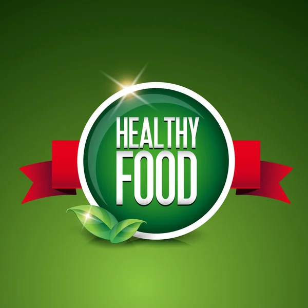 Botón de comida saludable y cinta — Vector de stock