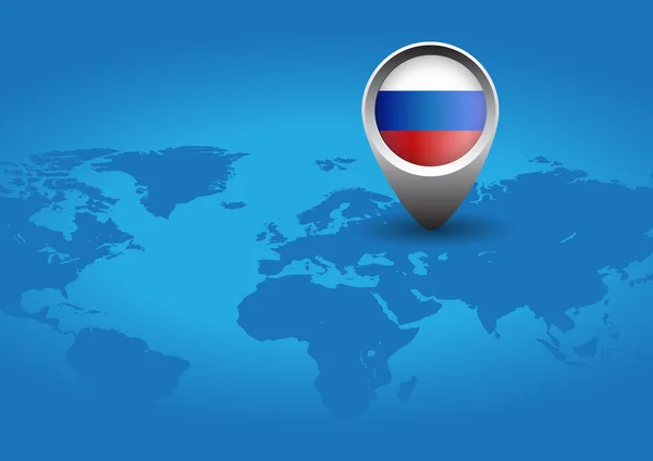 Bandera de Rusia en el mapa mundial — Vector de stock