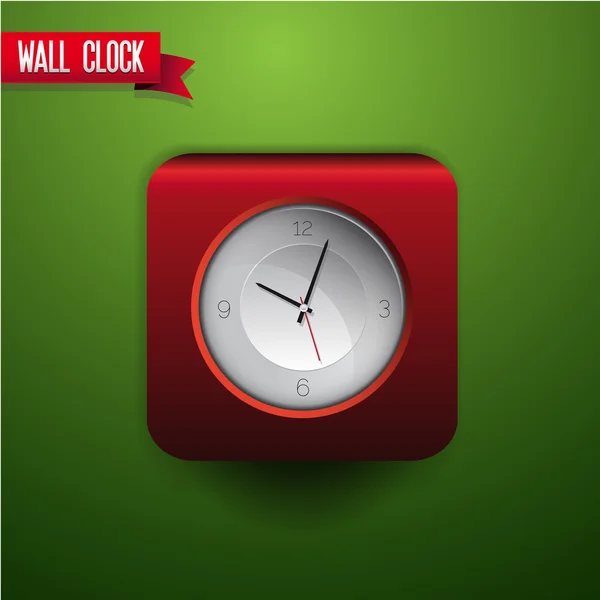 Wall clock red vector — Stock Vector