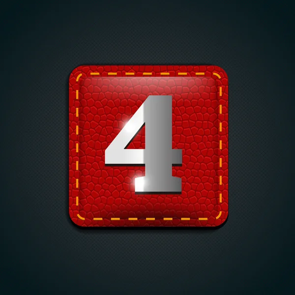 หมายเลขสี่เหล็กหนังสีแดง — ภาพเวกเตอร์สต็อก