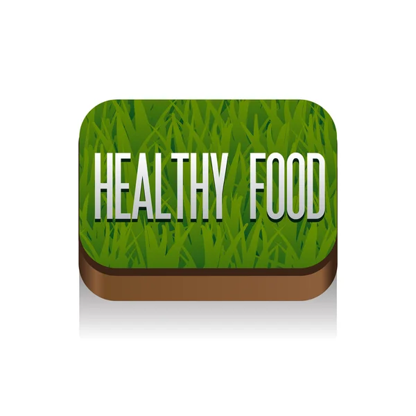 健康食品按钮与草背景 — 图库矢量图片