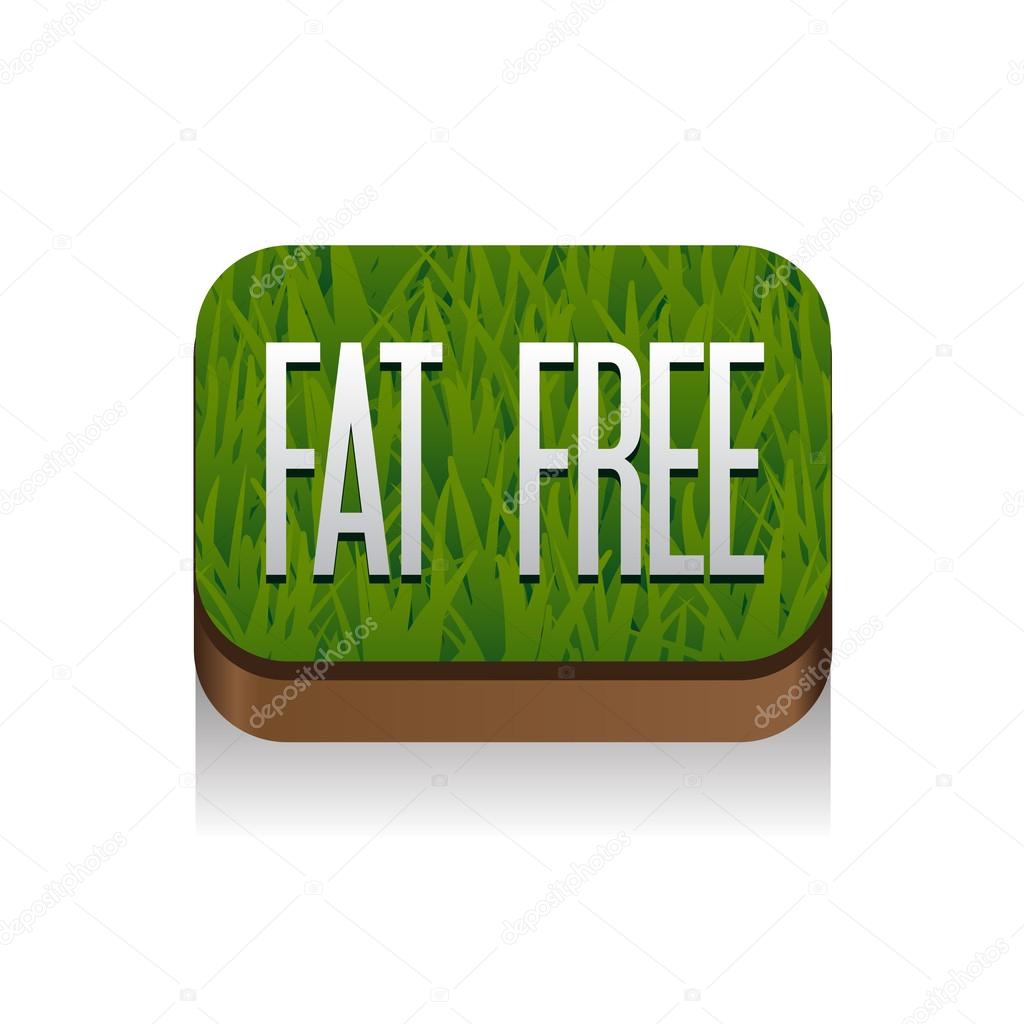 Fat free button with grass background