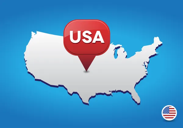 Map of USA with pointer — Stock Vector
