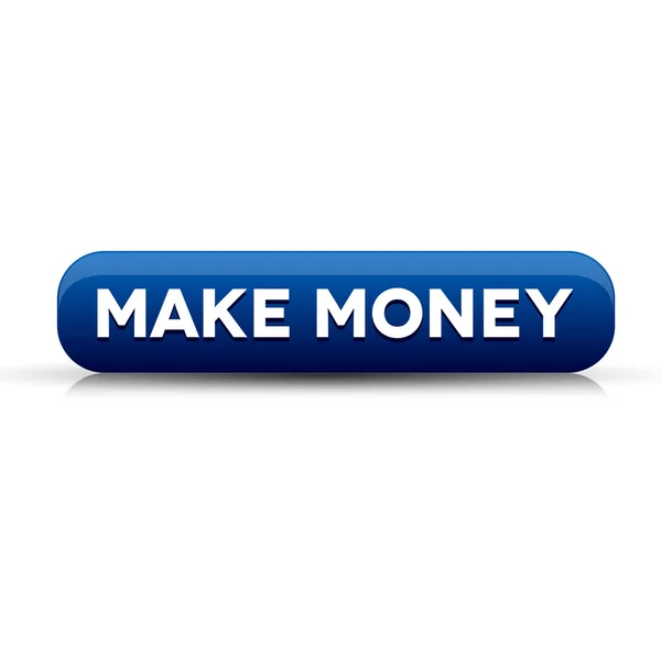 Faça dinheiro botão azul — Vetor de Stock