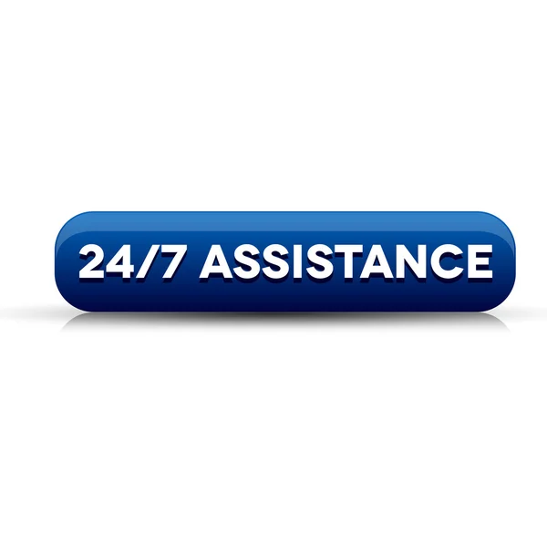 24 horas botón de asistencia azul — Archivo Imágenes Vectoriales