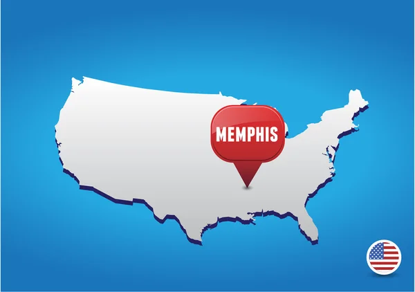 Memphis no mapa dos EUA — Vetor de Stock