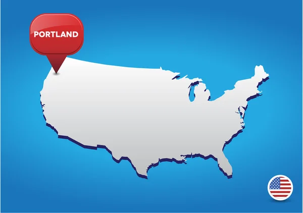 Portland auf der Karte der USA — Stockvektor